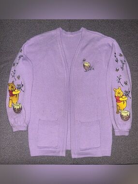 Rare Disney Winnie the Pooh Embroidered Purple Cardigan